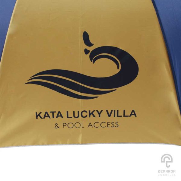 ร่มพรีเมี่ยม ตอนเดียว สีกรมท่า-ทอง 22 นิ้ว โลโก้ Kata Lucky Villa