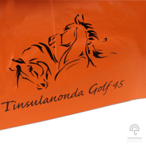 ร่มกอล์ฟ 30 นิ้ว 2 ชั้น สีดำ-ส้ม โลโก้ Tinsulanonda Golf 45