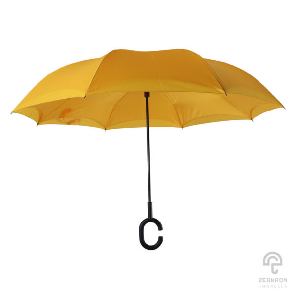 ร่มกลับด้าน สีเหลือง 24 นิ้ว (reverse umbrella)