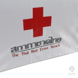 ร่มตอนเดียว สีแดง-ขาว 24 นิ้ว โลโก้สภากาชาดไทย(The Thai red cross sociaty)