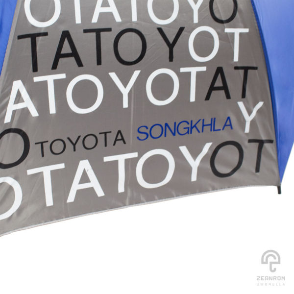 ร่มตอนเดียว สีน้ำเงิน-เทา 24 นิ้ว โลโก้ TOYOTA SONGKHLA