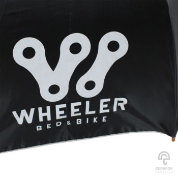 ร่มตอนเดียว สีดำ 24 นิ้ว โลโก้ Wheeler Bed&Bike