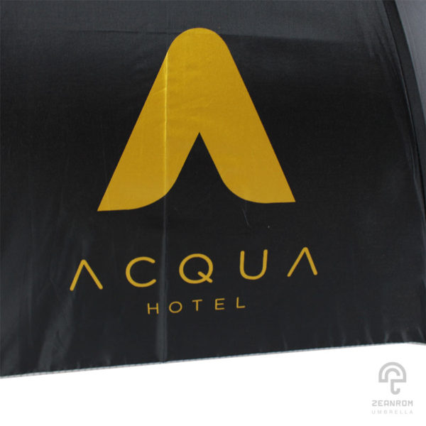 ร่มตอนเดียว สีดำ 24 นิ้ว โลโก้ Acqua Hotel