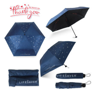 ร่มพรีเมี่ยม สีกรมท่า แบบพับ 3 ตอน โลโก้ The life saver(SCG)