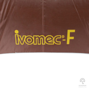 ร่มพรีเมี่ยม ตอนเดียว สีน้ำตาลเข้ม 24 นิ้ว โลโก้ ivomec-F