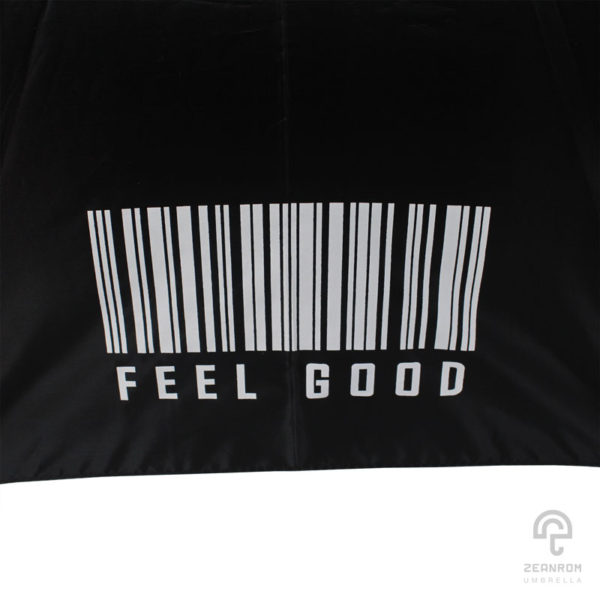 ร่มพรีเมี่ยม ตอนเดียว สีดำ 24 นิ้ว โลโก้ Feel Good