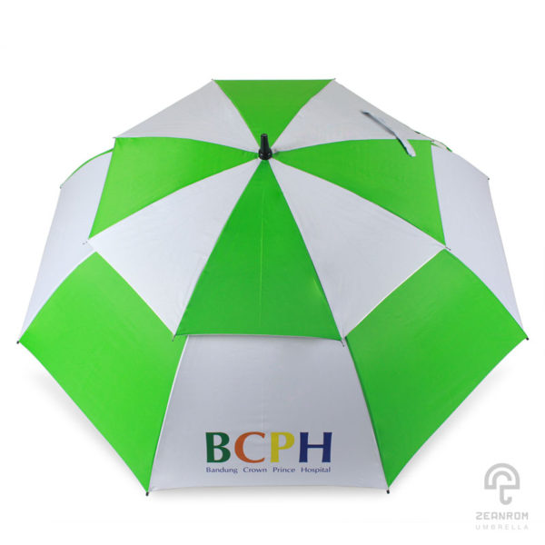 ร่มพรีเมี่ยมกอล์ฟ 30 นิ้ว 2 ชั้น โลโก้ BCPH Bandung Crown Prince Hospital