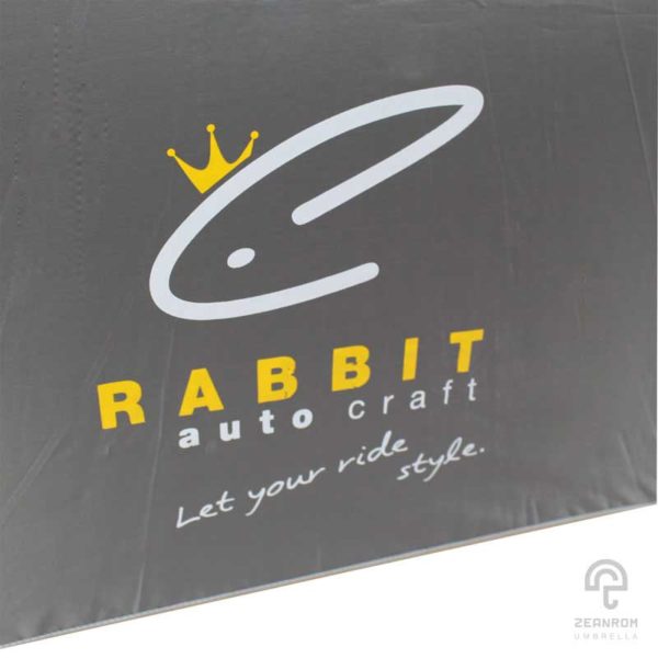 ร่มพรีเมี่ยมกอล์ฟ สีเหลือง-เทา 30 นิ้ว โลโก้ Rabbit Auto Craft