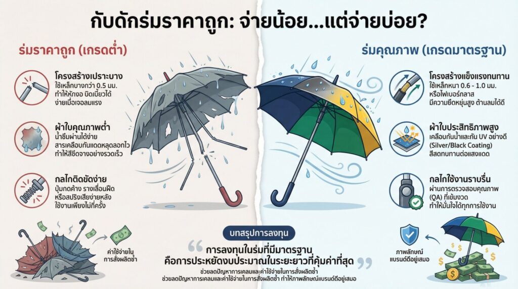 กับดักร่มราคาถูกที่มักพังทลายเมื่อใช้งานจริง