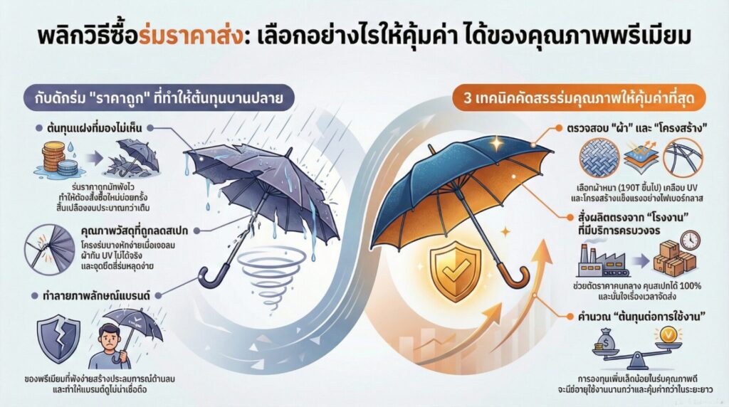 พลิกวิธีซื้อร่มราคาส่งให้ได้คุณภาพระดับพรีเมียม