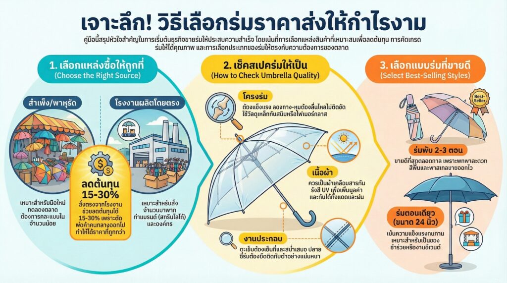 เจาะลึกแหล่งร่มราคาส่งและวิธีเลือกสินค้าให้ปัง