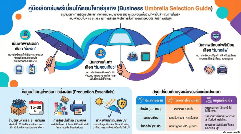 ตารางตัดสินใจเลือกร่มให้ตอบโจทย์ธุรกิจ