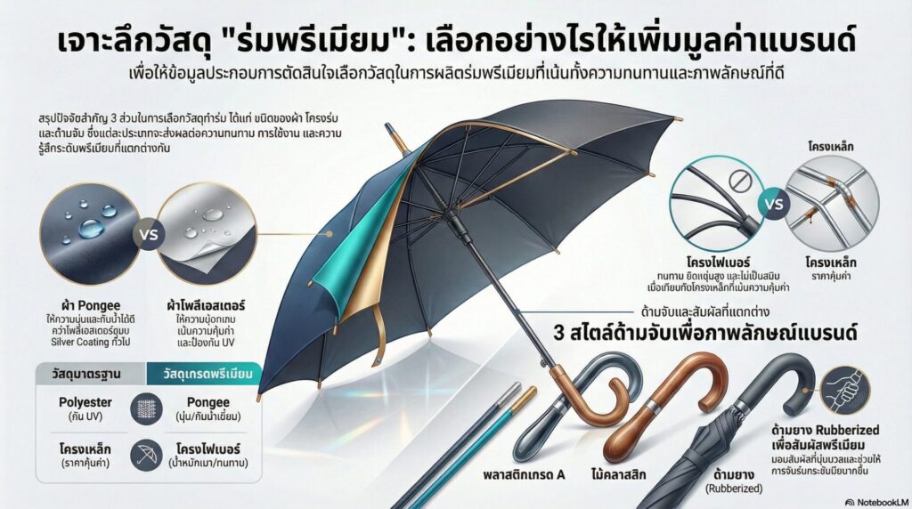 เจาะลึกสเปก วัสดุและออปชันเสริมที่ช่วยเพิ่มมูลค่าให้ร่มพรีเมียม