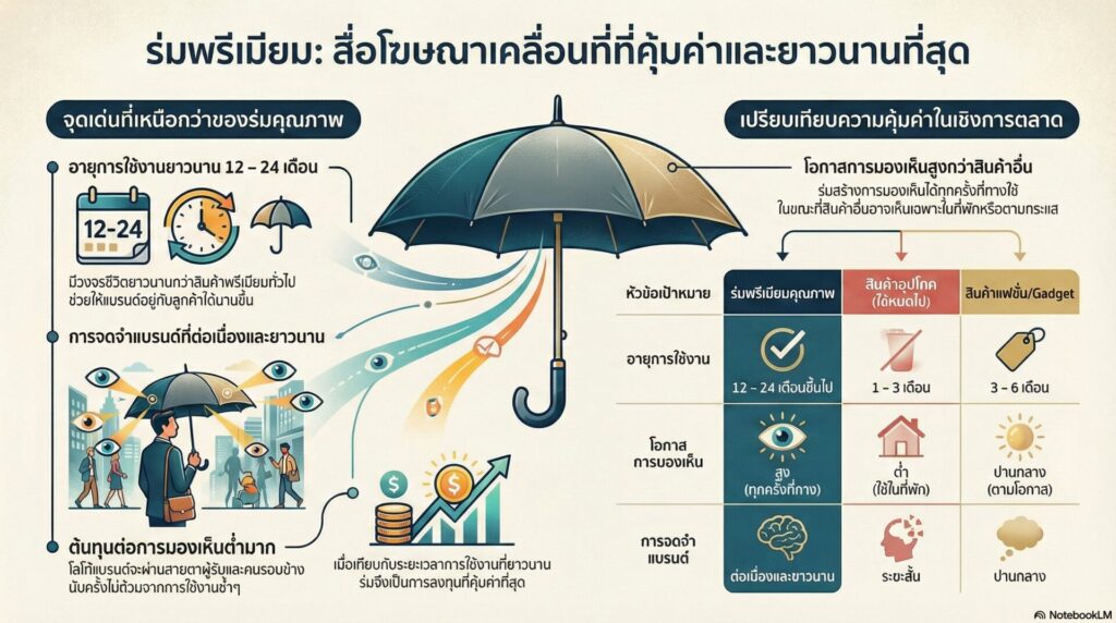 เหตุผลที่ร่มสร้างการจดจำ (Brand Recall) ได้นานกว่าของพรีเมียมทั่วไป