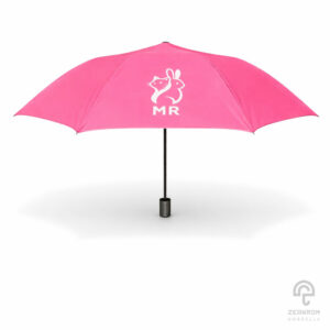 ร่มพับพรีเมี่ยม 2 ตอน สีชมพู โลโก้ MR