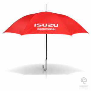 ร่มพรีเมี่ยม สีแดงและสีเทา ขนาด 24 นิ้ว โลโก้ isuzu