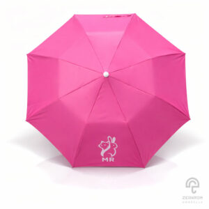 ร่มพับพรีเมี่ยม 2 ตอน สีชมพู โลโก้ MR