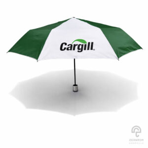 ร่มพรีเมี่ยม สีขาว-เขียว แบบพับ 3 ตอน โลโก้ Cargill