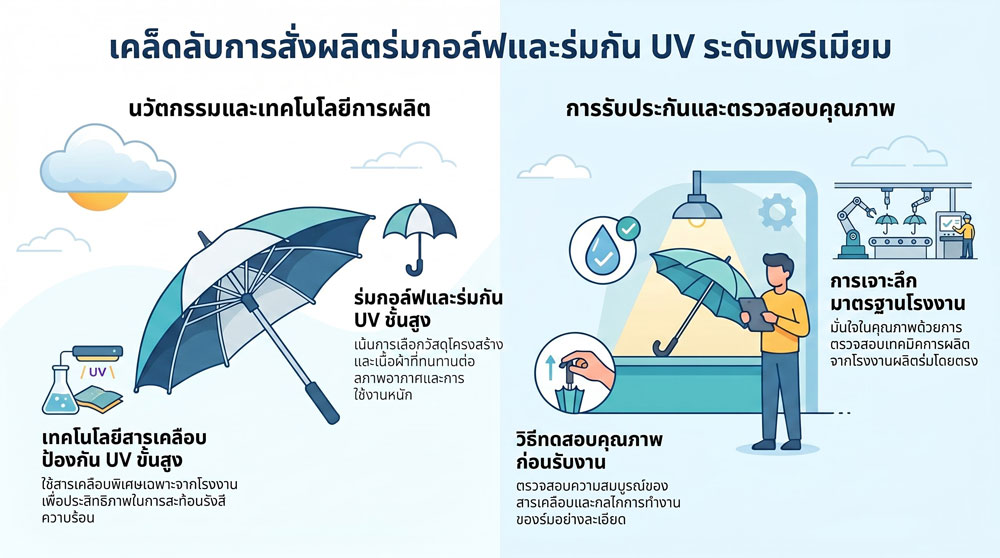 คู่มือครบวงจร เลือก, สั่งผลิต, ตรวจสอบ ร่มกอล์ฟและร่มกัน UV คุณภาพสูง